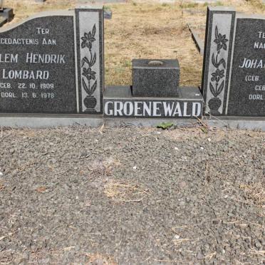 GROENEWALT Willem Hendrik Lombard 1909-1978 &amp; Johanna Du Toit VAN DER MERWE 1924-1983