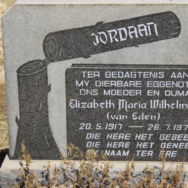 JORDAAN Elizabeth Maria Wilhelmina nee VAN EDEN 1917-1972