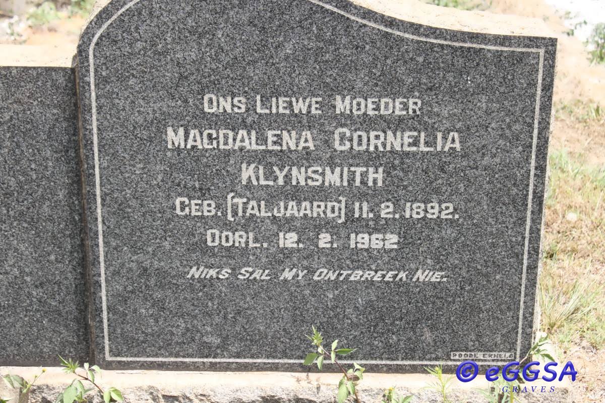 KLYNSMITH Magdalena Cornelia geb TALJAARD 1892-1962