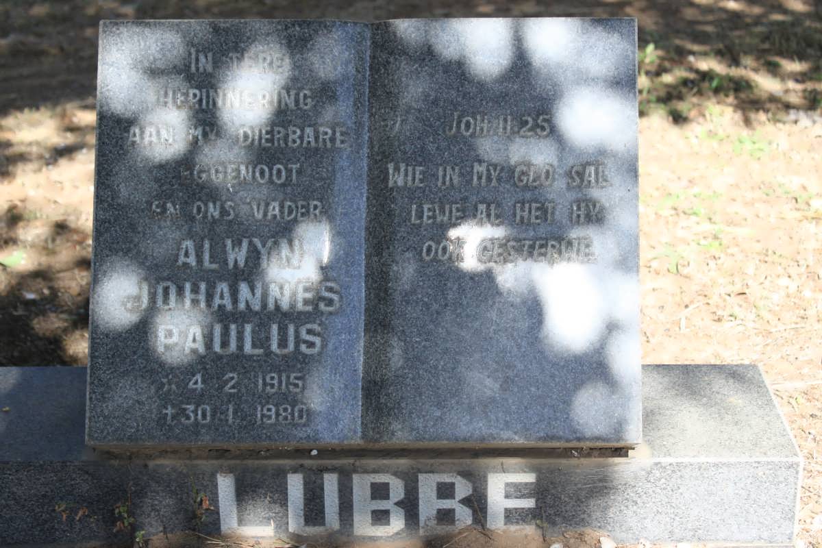 LUBBE Alwyn Johannes Paulus 1915-1980