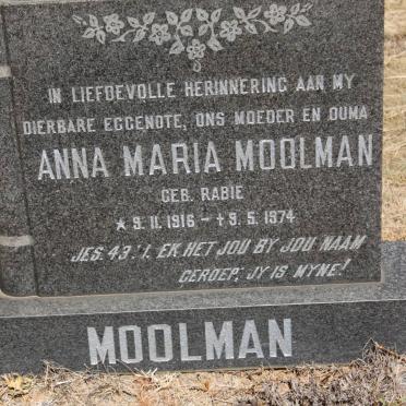 MOOLMAN Anna Maria nee RABIE 1916-1974