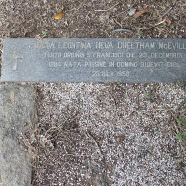 MCEVILLY Maria Leontina Heva Cheetham 1884-1958