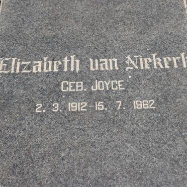 NIEKERK Elizabeth, van nee JOYCE 1912-1962