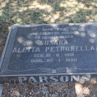 PARSONS Susara Aletta Petronella 1912-1980
