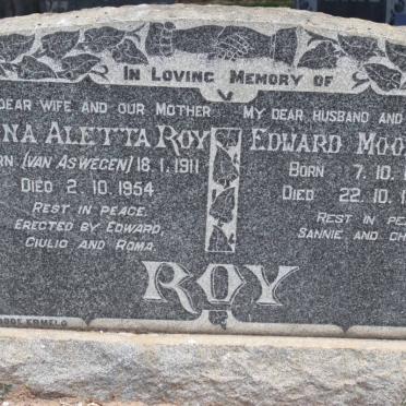 ROY Edward Moorleich 1901-1986 &amp; Anna Aletta VAN ASWEGEN 1911-1954
