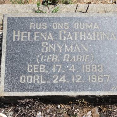 SNYMAN Helena Catharina geb RABIE 1883-1967