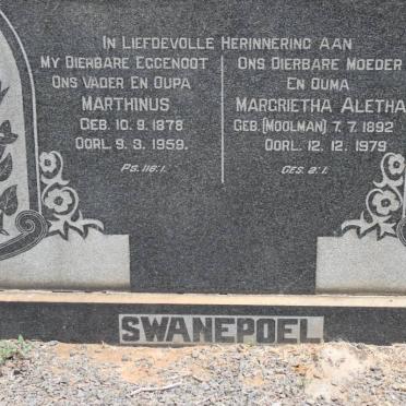 SWANEPOEL Marthinus 1878-1959 &amp; Magrietha Aletta MOOLMAN 1892-1979