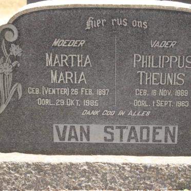 STADEN Philippus Theunis, van 1889-1963 &amp; Martha Maria VENTER 1897-1985