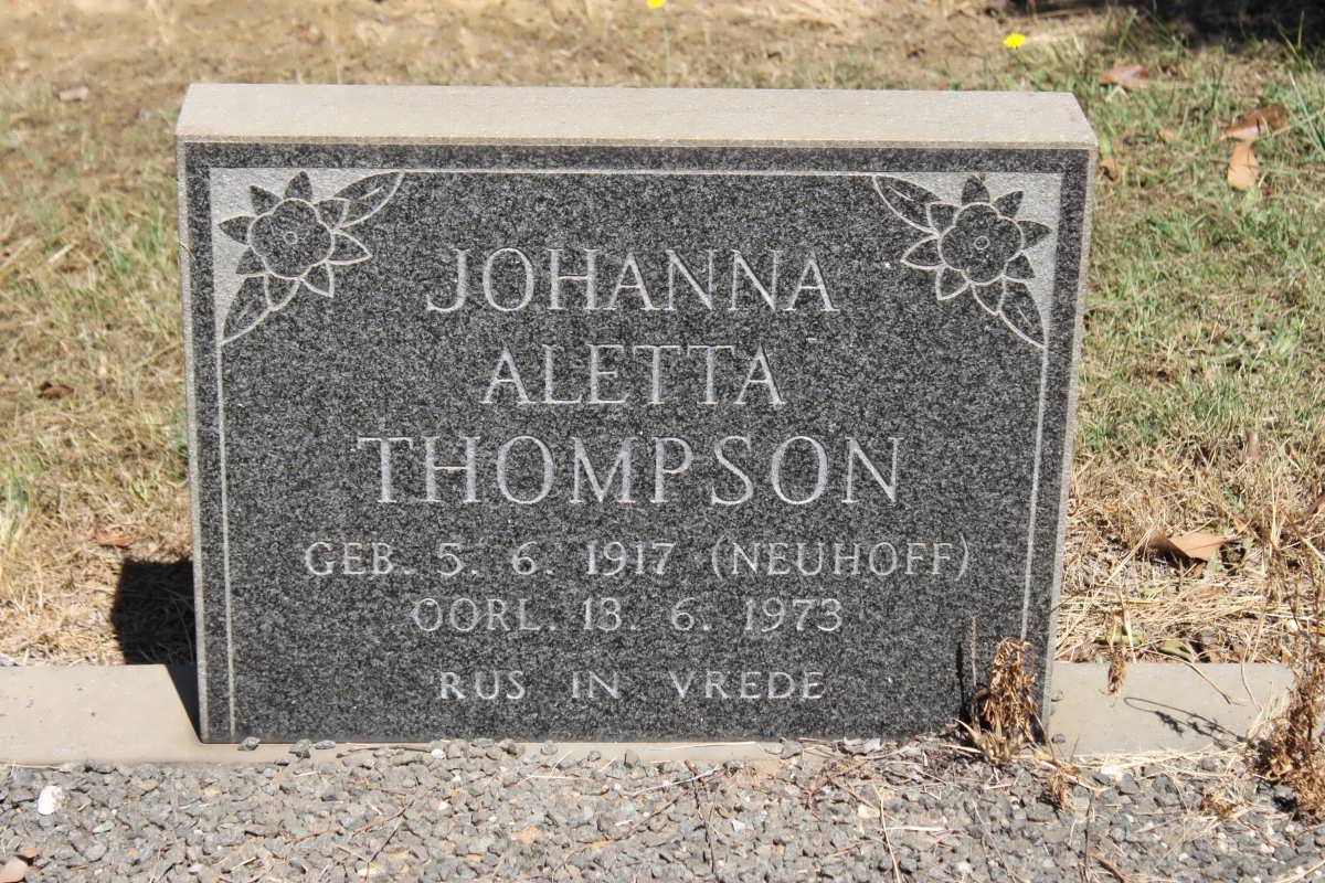 THOMPSON Johanna Aletta nee NEUHOFF -1973