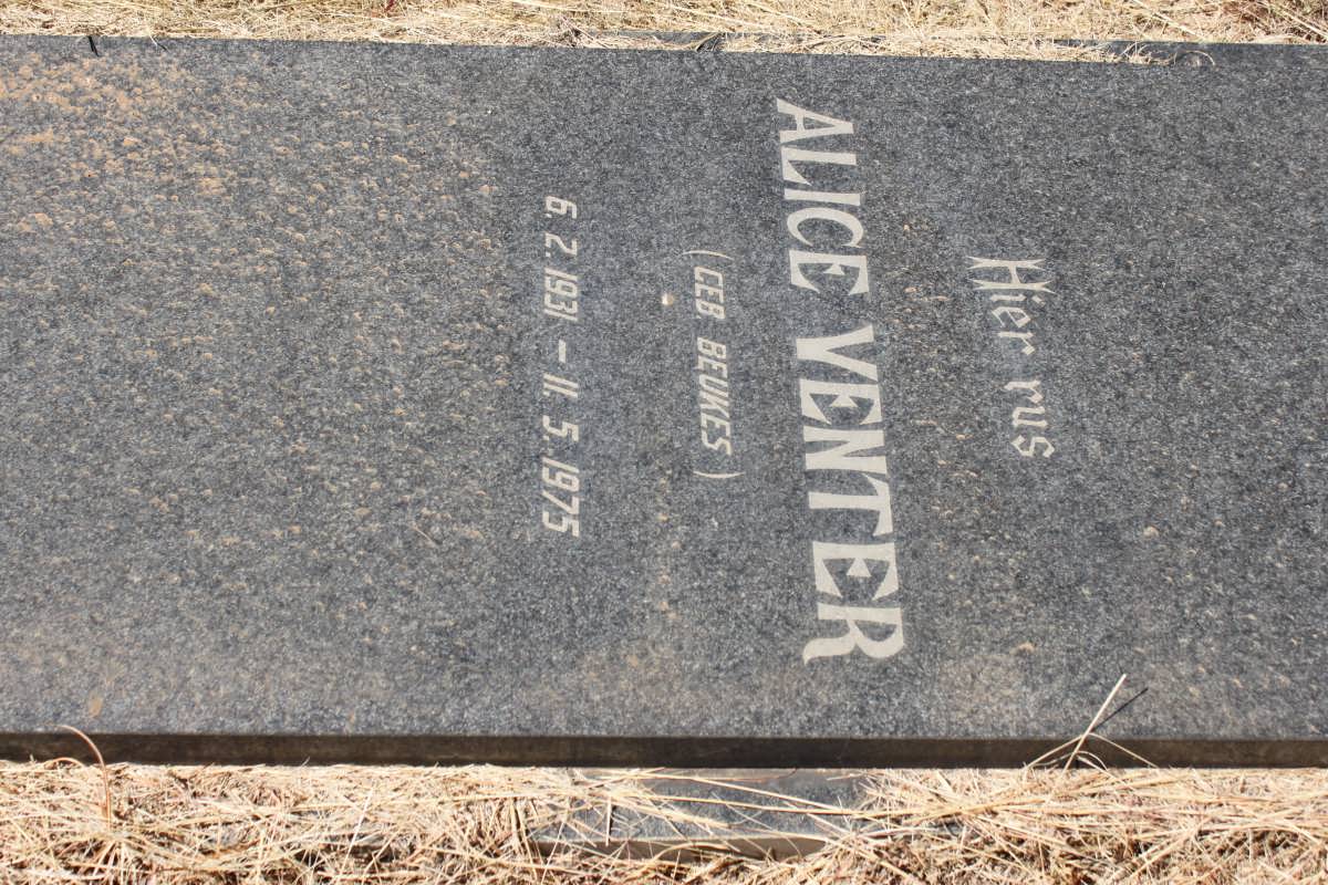 VENTER Alice nee BEUKES 1931-1975