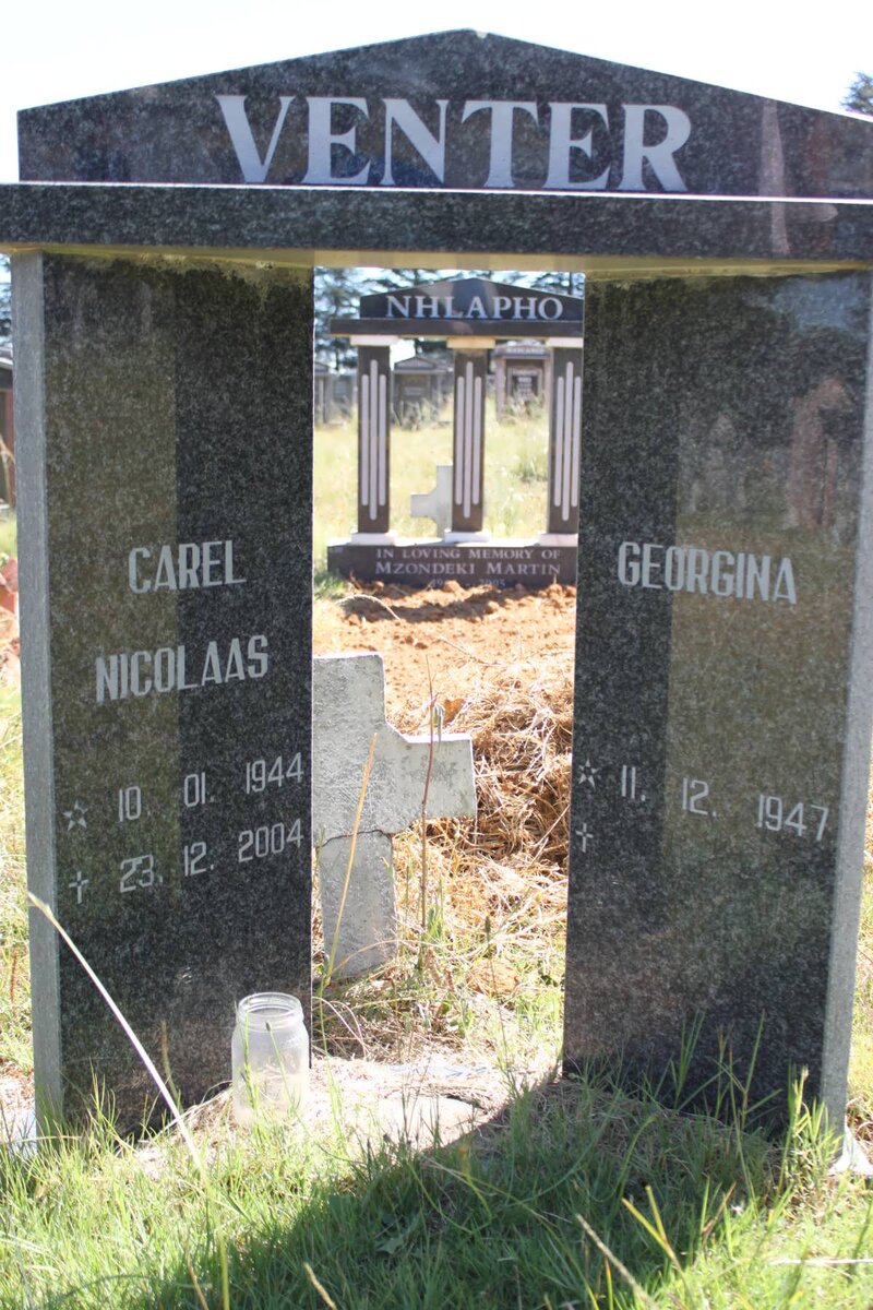 VENTER Carel Nicolaas 1944-2004 &amp; Georgina 1947-