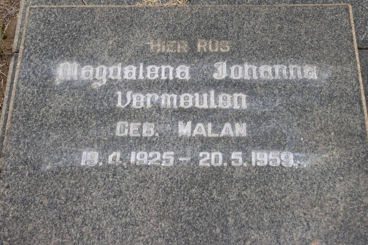 VERMEULEN Magdalena Johanna geb MALAN 1925-1959