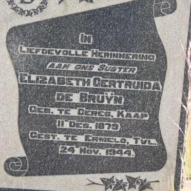 BRUYN Elizabeth Gertruida, de 1879-1944