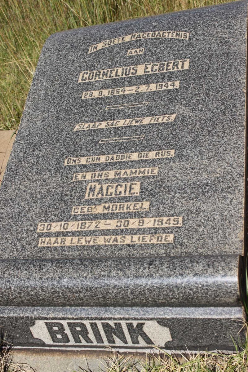 BRINK Cornelius Egbert 1864-1944 &amp; Maggie MORKEL 1872-1945