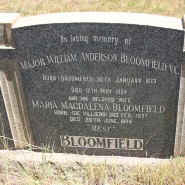 BLOOMFIELD William Anderson 1873-1954 &amp; Maria Magdalena DE VILLIERS 1877-1969