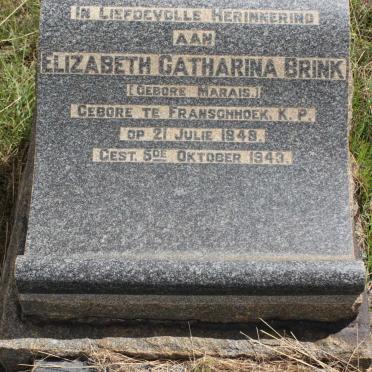 BRINK Elizabeth Catharina nee MARAIS 1848-1943