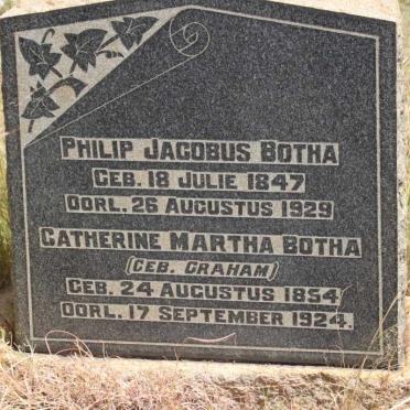 BOTHA Philip Jacobus 1847-1929 &amp; Catherine Martha GRAHAM 1854-1924