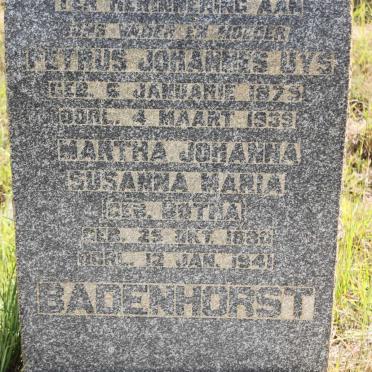 BADENHORST Petrus Johannes Uys 1875-1939 &amp; Martha Johanna Susanna Maria BOTHA 1880-1941