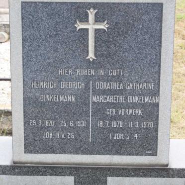 DINKELMANN Heinrich Diedrigh 1870-1931 &amp; Dorathea Catharine Margarethe VORWERK 1878-1970