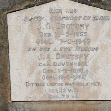 DROTSKY J.G.1865-1946 &amp; J.A. DUVENHAGE 1868-1946