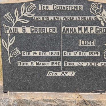 GROBLER Paul S. 1870-1946 &amp; Anna M.M.P. LUCE 1874-1961