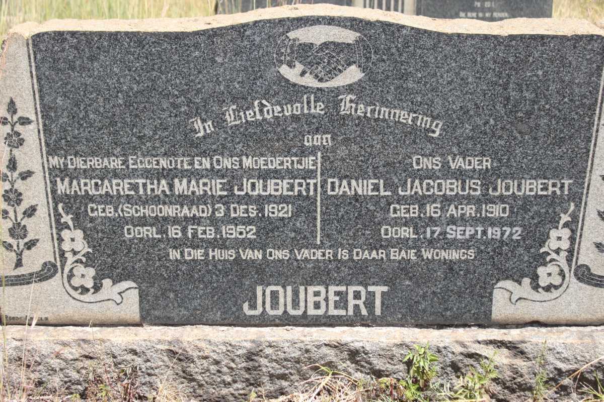 JOUBERT Daniel Jacobus 1910-1972 &amp; Margaretha Marie SCHOONRAAD 1921-1952