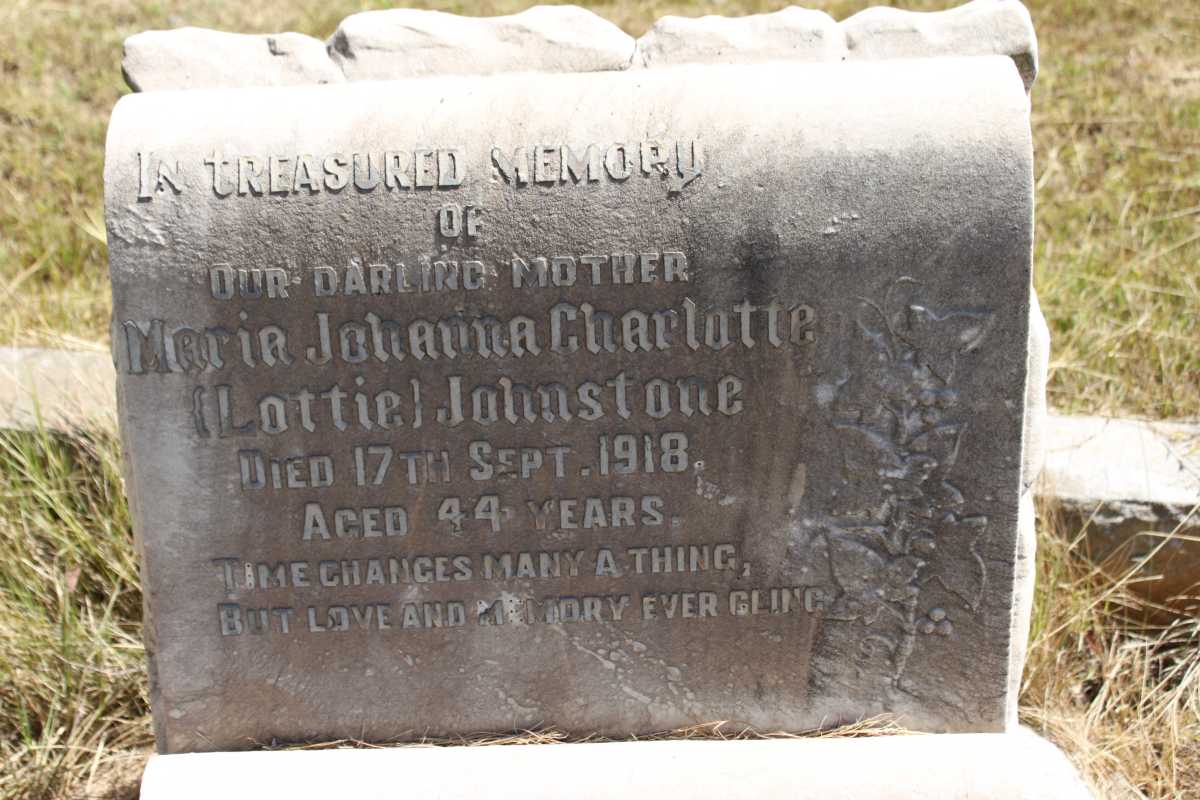 JOHNSTONE Maria Johanna Charlotte  -1918