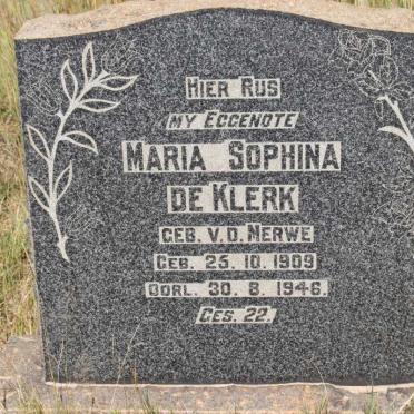 KLERK Maria Sophina, de geb v.d. MERWE 1903-1946