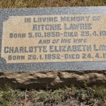 LAWRIE Ritchie 1850-1925 &amp; Charlotte Elizabeth 1852-1939