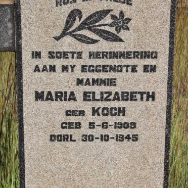 MERWE Maria Elizabeth, van der geb KOCH 1909-1945