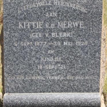 MERWE Kittie, v.d. nee van BLERK 1877-1925 :: v.d MERWE baba -1921