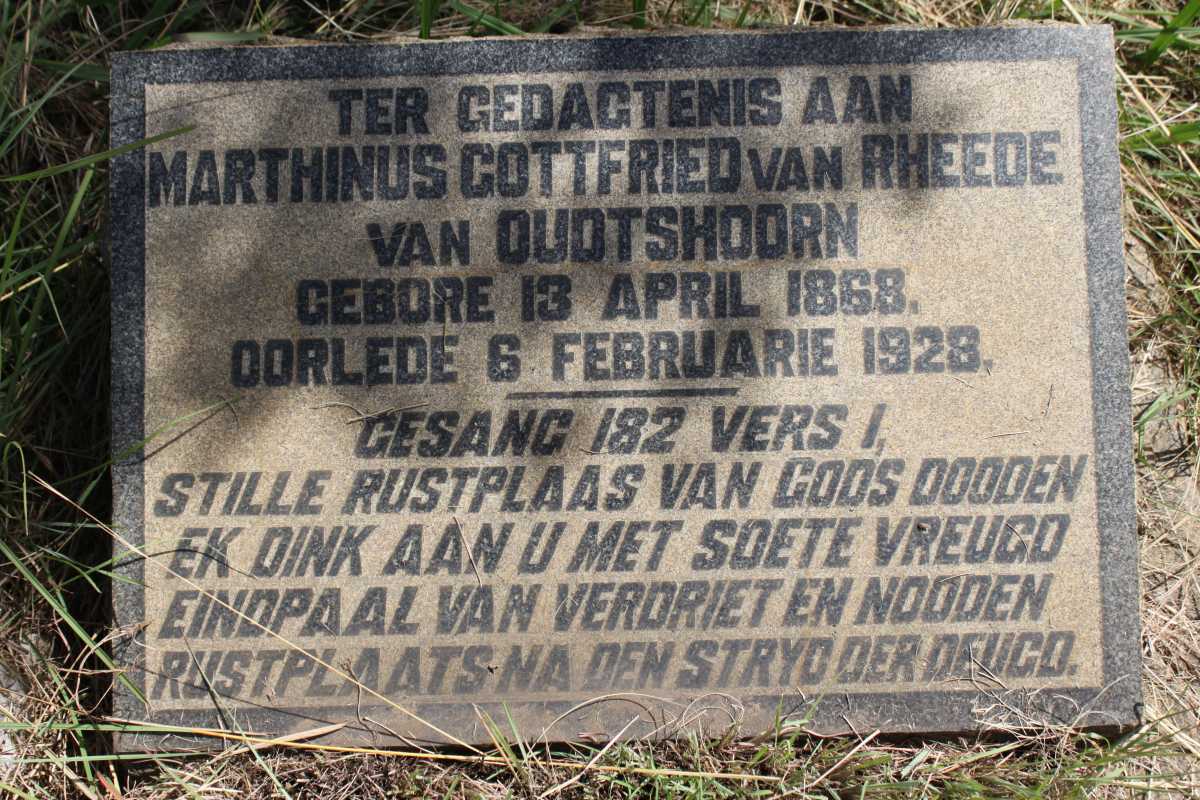 OUDTSHOORN Marthinus Gottfried, van Rheede van 1868-1928