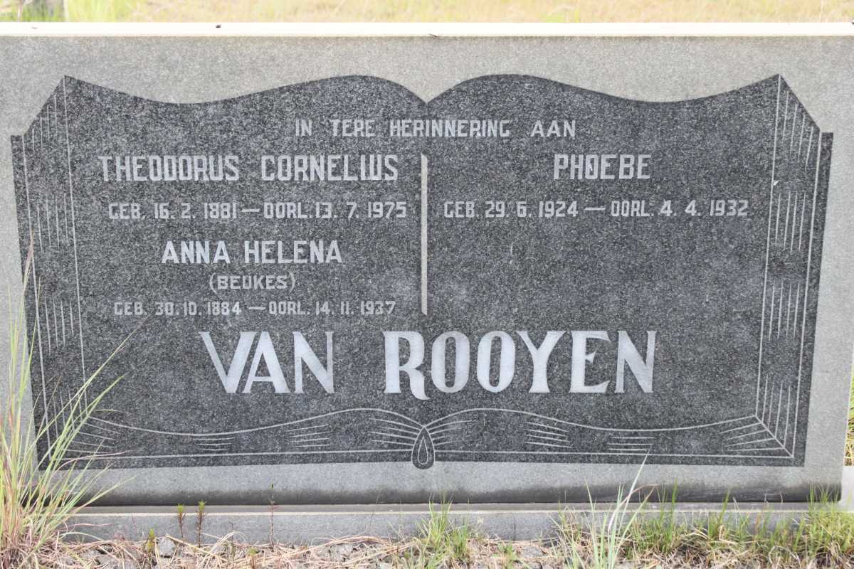 ROOYEN Theodorus Cornelius, van 1881-1975 &amp; Anna Helena BEUKES 1884-1932 :: Van ROOYEN Phoebe 1924-1932