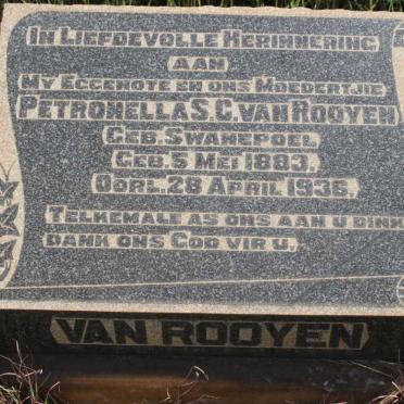 ROOYEN Petronella S.C., van nee SWANEPOEL 1883-1936