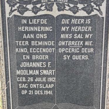 SWART Johannes F. Moolman 1912-1941