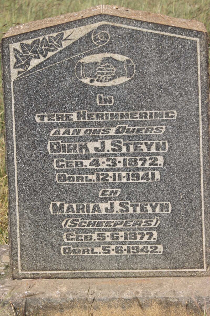STEYN Dirk J. 1872-1941 &amp; Maria J. SCHEEPERS 1877-1942