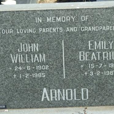 ARNOLD John William 1902-1985 &amp; Emily Beatrice 1904-1985