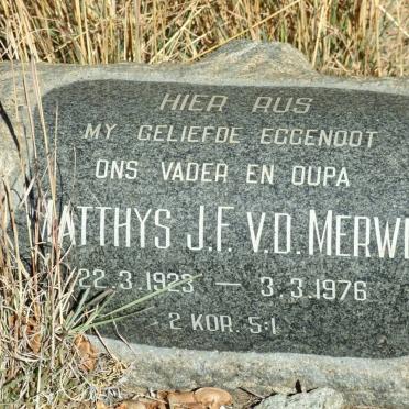 MERWE Matthys J.F., v.d. 1923-1976