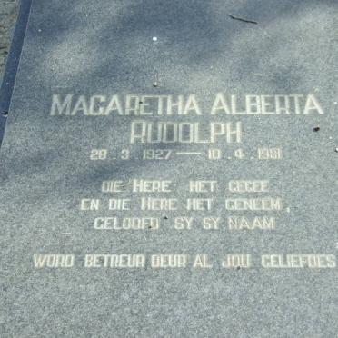 RUDOLPH Magaretha Alberta 1927-1981