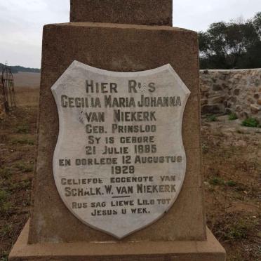 NIEKERK Cecilia Maria Johanna, van nee PRINSLOO 1885-1929