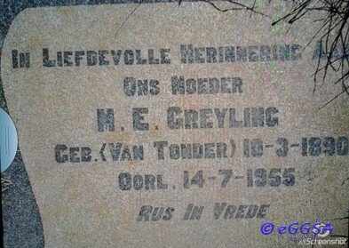 GREYLING M.E. nee VAN TONDER 1890-1955