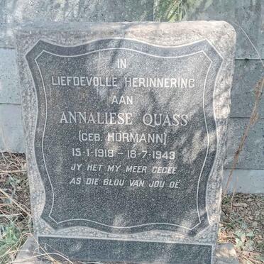 QUASS Annaliese nee HORMANN 1918-1943