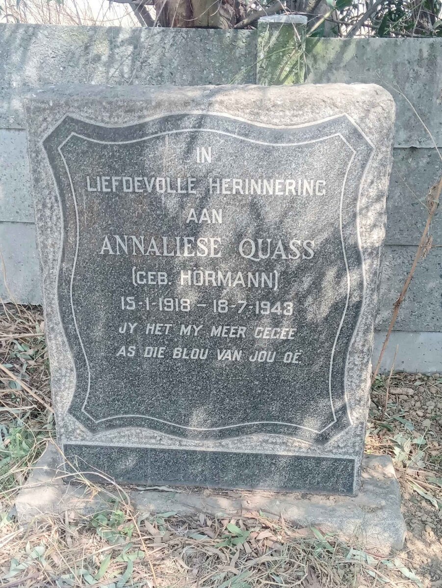 QUASS Annaliese nee HORMANN 1918-1943