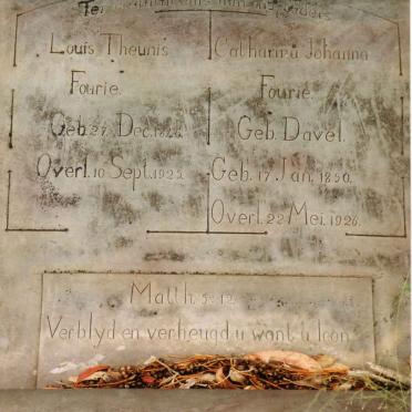 FOURIE Louis Theunis 1826-1925 &amp; Catharina Johanna DAVEL 1850-1926