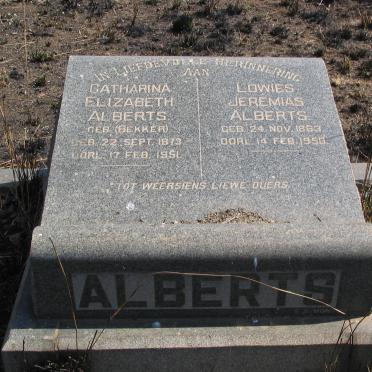 ALBERTS	Lowies Jeremias 1863-1958 &amp; Catharina Elizabeth BEKKER 1873-1951