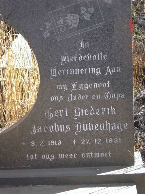 DUVENHAGE Gert Diederik Jacobus 1919-1981