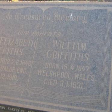 GRIFFITHS William 1847-1931 &amp; Mary Elizabeth EDWARDS 1846-1919