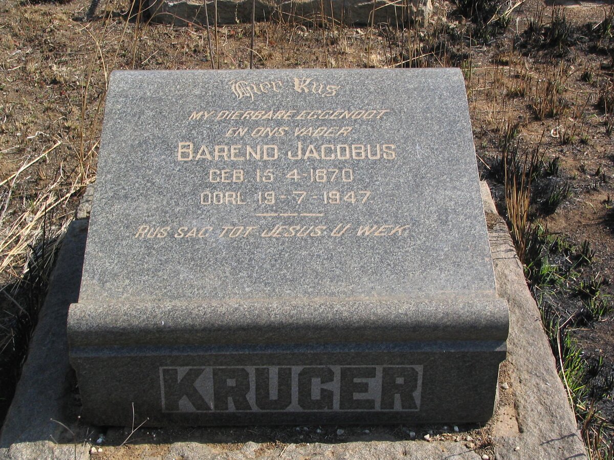 KRUGER Barend Jacobus 1870-1947