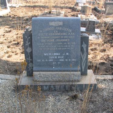 MAREE Anthonie Johannes 1904-1951 &amp;  Wilhelmina J.M. DE BEER 1907-1982