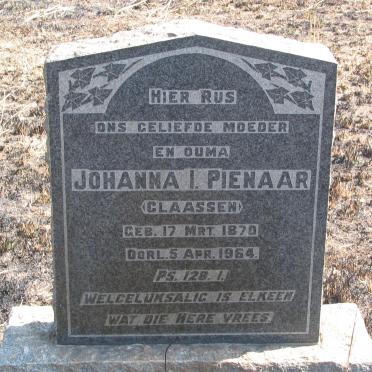 PIENAAR Johanna I. nee CLAASSEN 1870-1964